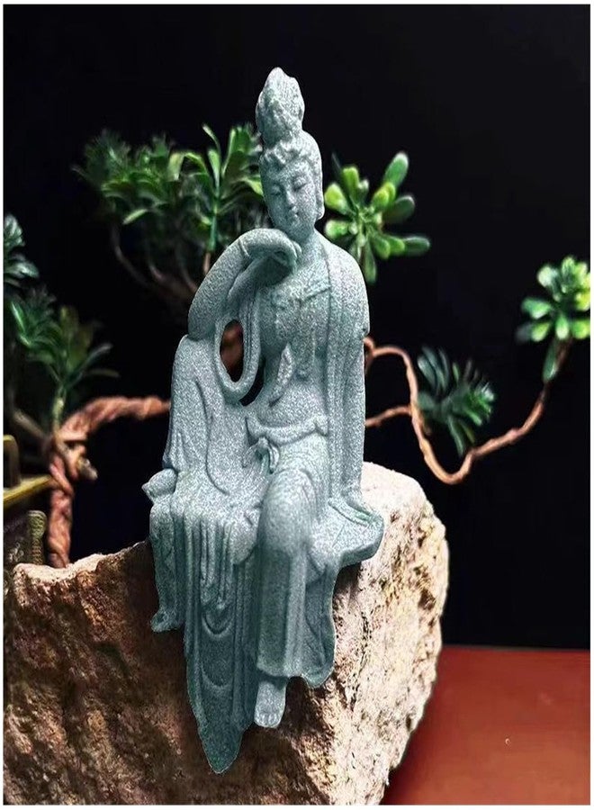 livelyfish Fish Tank Decorations Buddha Statue Aquarium Guanyin Buddha Figurines Asian Zen Sandstone Statues, A - Image 1